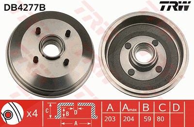 Trw Bremstrommel [Hersteller-Nr. DB4277B] für Ford von TRW