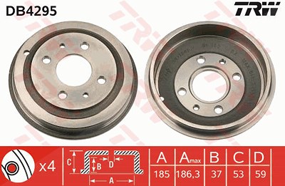 Trw Bremstrommel [Hersteller-Nr. DB4295] für Fiat von TRW