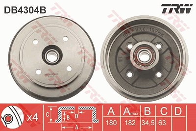 Trw Bremstrommel [Hersteller-Nr. DB4304B] für Opel, Suzuki von TRW