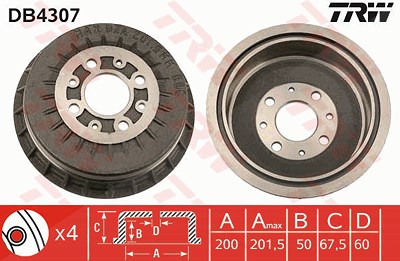 Trw Bremstrommel [Hersteller-Nr. DB4307] für Lada von TRW