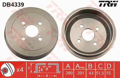 Trw Bremstrommel [Hersteller-Nr. DB4339] für Toyota von TRW