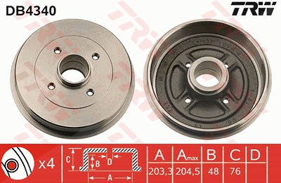 Trw Bremstrommel [Hersteller-Nr. DB4340] für Nissan von TRW