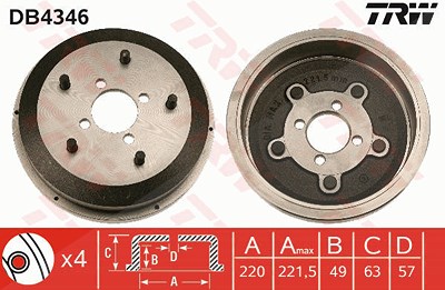 Trw Bremstrommel [Hersteller-Nr. DB4346] für Santana, Suzuki von TRW