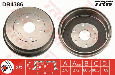 Trw Bremstrommel [Hersteller-Nr. DB4386] für Toyota von TRW