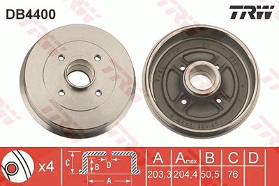 Trw Bremstrommel [Hersteller-Nr. DB4400] für Renault von TRW