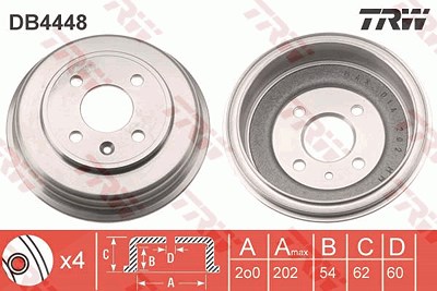 Trw Bremstrommel [Hersteller-Nr. DB4448] für Chevrolet von TRW