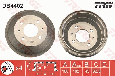 Trw Bremstrommel [Hersteller-Nr. DB4402] für Hyundai von TRW