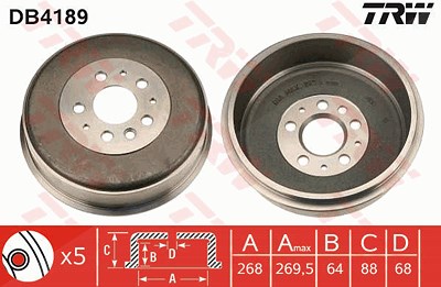 Trw Bremstrommel [Hersteller-Nr. DB4189] für VW von TRW