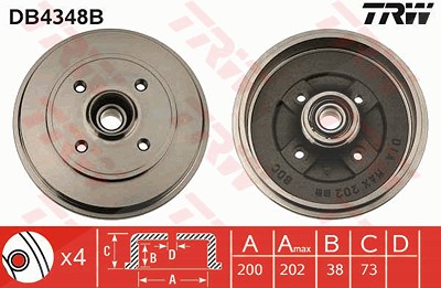 Trw Bremstrommel [Hersteller-Nr. DB4348B] für Opel von TRW