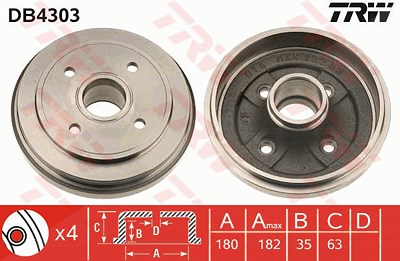 Trw Bremstrommel [Hersteller-Nr. DB4303] für Opel, Suzuki von TRW