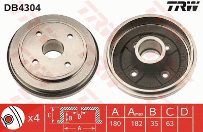 Trw Bremstrommel [Hersteller-Nr. DB4304] für Opel, Suzuki von TRW