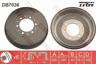 Trw Bremstrommel [Hersteller-Nr. DB7036] für Toyota von TRW