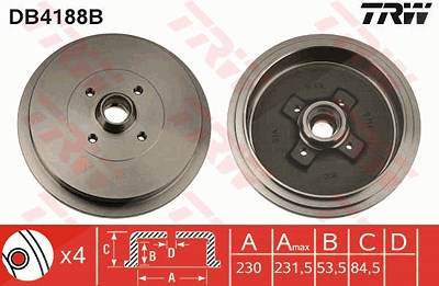 Trw Bremstrommel [Hersteller-Nr. DB4188B] für VW von TRW