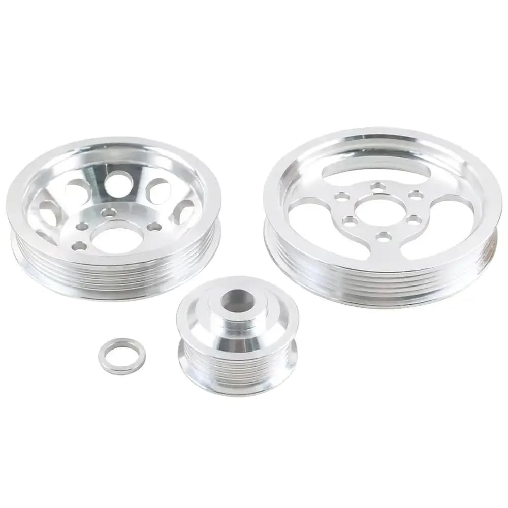 Motorradzubehör 3-teiliges Billet-Aluminium-Kurbelscheiben-Set Kompatibel mit 1999–2005 Beetle 1.8T 2.0L 20 V, kompatible Verschleißteile Zubehör(Silver) von TReCVd