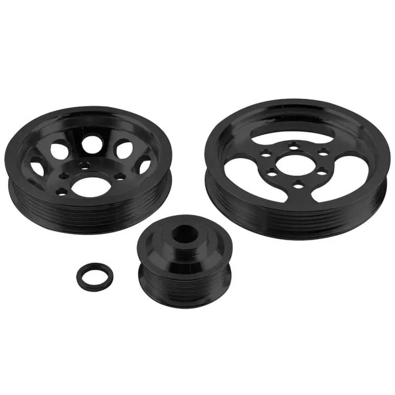 Motorradzubehör 3-teiliges Billet-Aluminium-Kurbelwellen-Kurbelscheiben-Set Kompatibel mit kompatible Käfer 1999 bis 2005 1.8T 2.0L 20V Zubehör(Black) von TReCVd