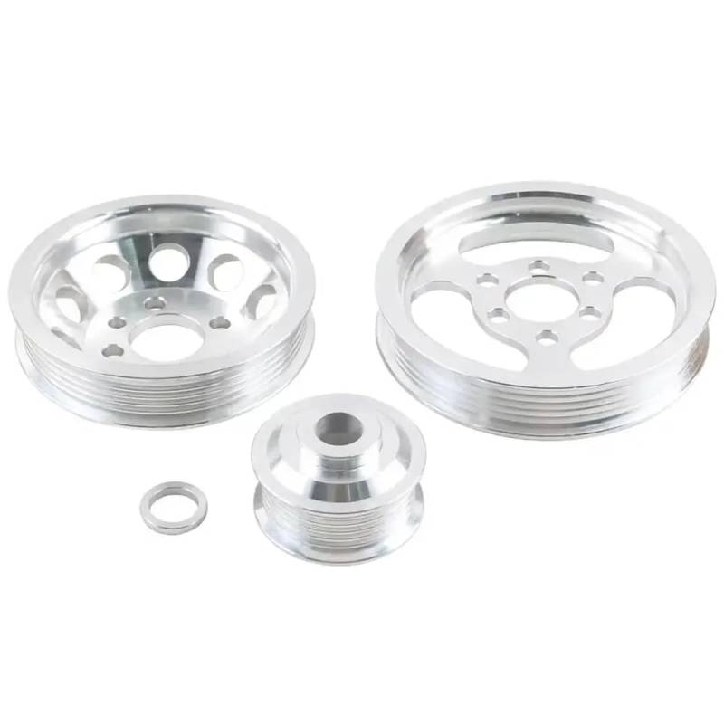 Motorradzubehör 3-teiliges Billet-Aluminium-Kurbelwellen-Kurbelscheiben-Set Kompatibel mit kompatible Käfer 1999 bis 2005 1.8T 2.0L 20V Zubehör(Silver) von TReCVd