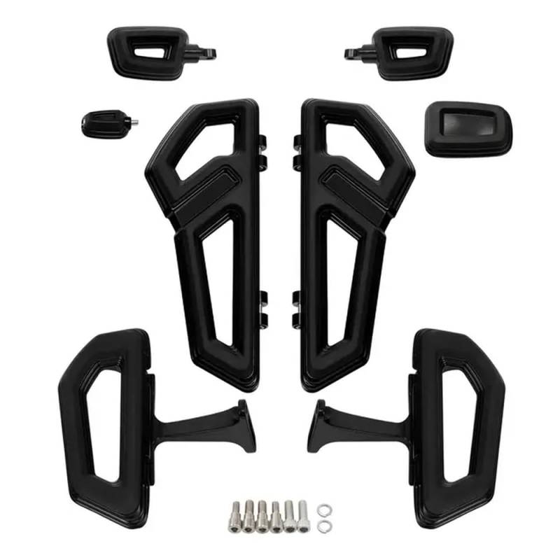 Trittbretter, Rasten und Bremspedal Kompatibel mit Motorradfahrer und Beifahrer bei Touring-Modellen von 2000 bis 2023(Gloss Black) von TReCVd