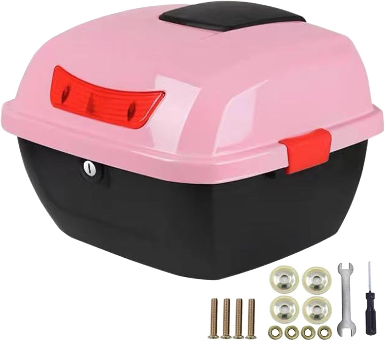 25L Motorrad-Kofferraum, Wasserdicht, Roller-Heckbox, Top-Box Mit Rückenlehne, ABS-Hartschale, Universelle Gepäckaufbewahrung for Motorrad-Moped-Topcase(Pink) von TS TAC-SKY