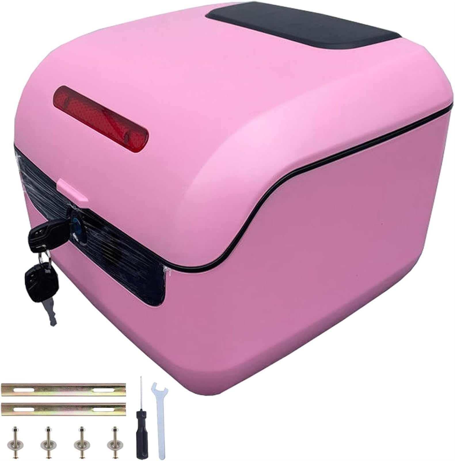 25L Wasserdichter Gepäckaufbewahrungskoffer Mit Montagematerial for Motorrad-Moped-Rückenkoffer, Motorrad-Topcase, Heckkoffer Mit Rückenlehne(Pink) von TS TAC-SKY