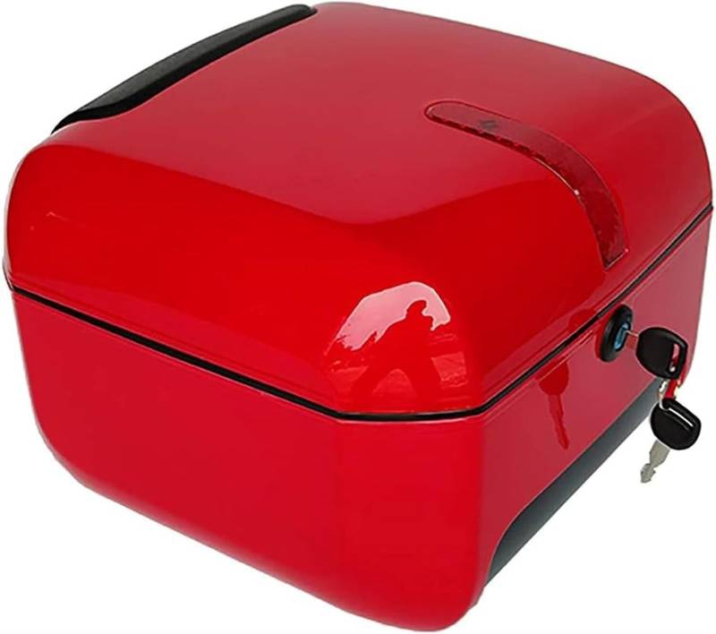 28L Hartschalenkoffer, Wasserdichter Roller-Aufbewahrungs-Kunststoffkoffer Mit Befestigungsmaterial, Universelles Motorrad-Topcase, Motorrad-Topcase, Heckkoffer, Gepäckkoffer(Red) von TS TAC-SKY