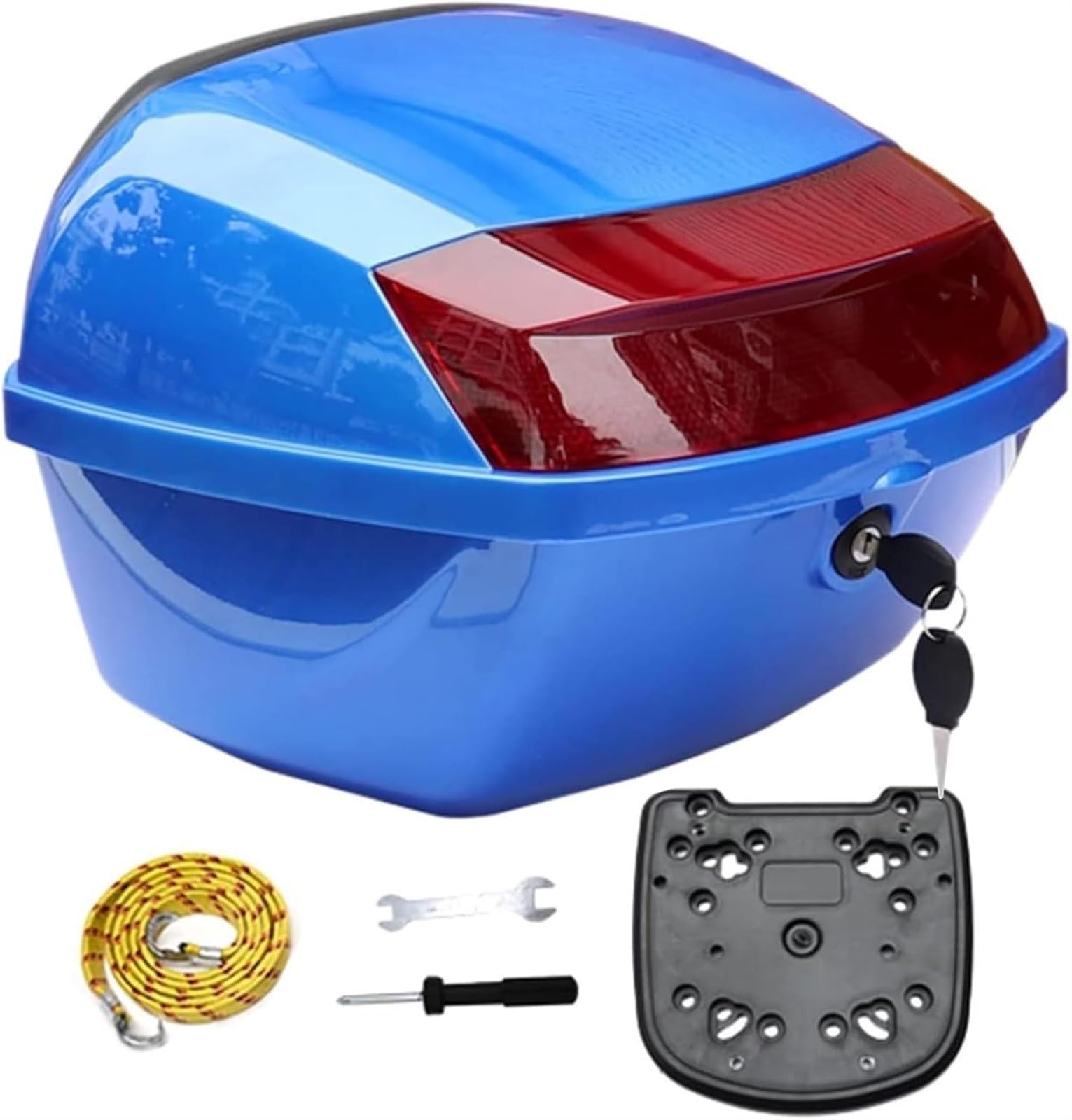 30L Universal Koffer Kofferraum Gepäck Top Box Wasserdichter Abschließbarer Aufbewahrungskoffer Mit Rückenlehne, Wasserdichter Roller Kofferraum Motorrad Heckbox(Blue) von TS TAC-SKY