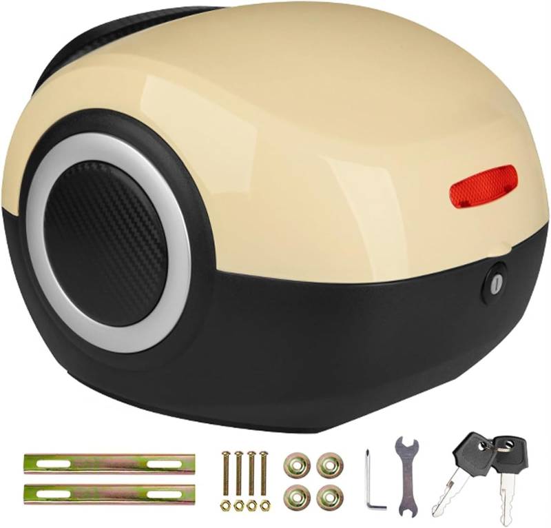 35L Motorrad Hinten Top Case Motorrad Heck Kofferraum Gepäck Fall Wasserdicht Roller Lagerung Fall for Motorrad Moped Zurück Hinten Fall(Beige) von TS TAC-SKY