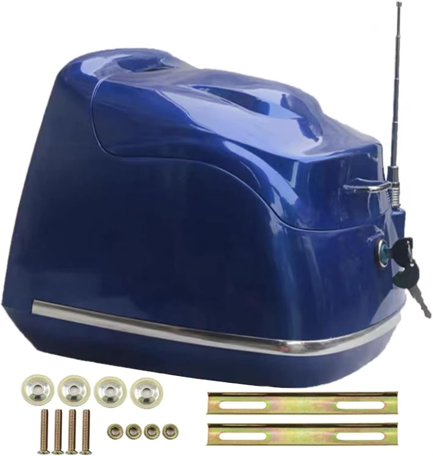 35L Motorrad-Topcase, Universal-Roller-Kofferraum-Gepäckbox, wasserdichte Motorrad-Heckbox Mit Rückenlehne, Aufbewahrungskoffer Mit Montagematerial(Blue) von TS TAC-SKY