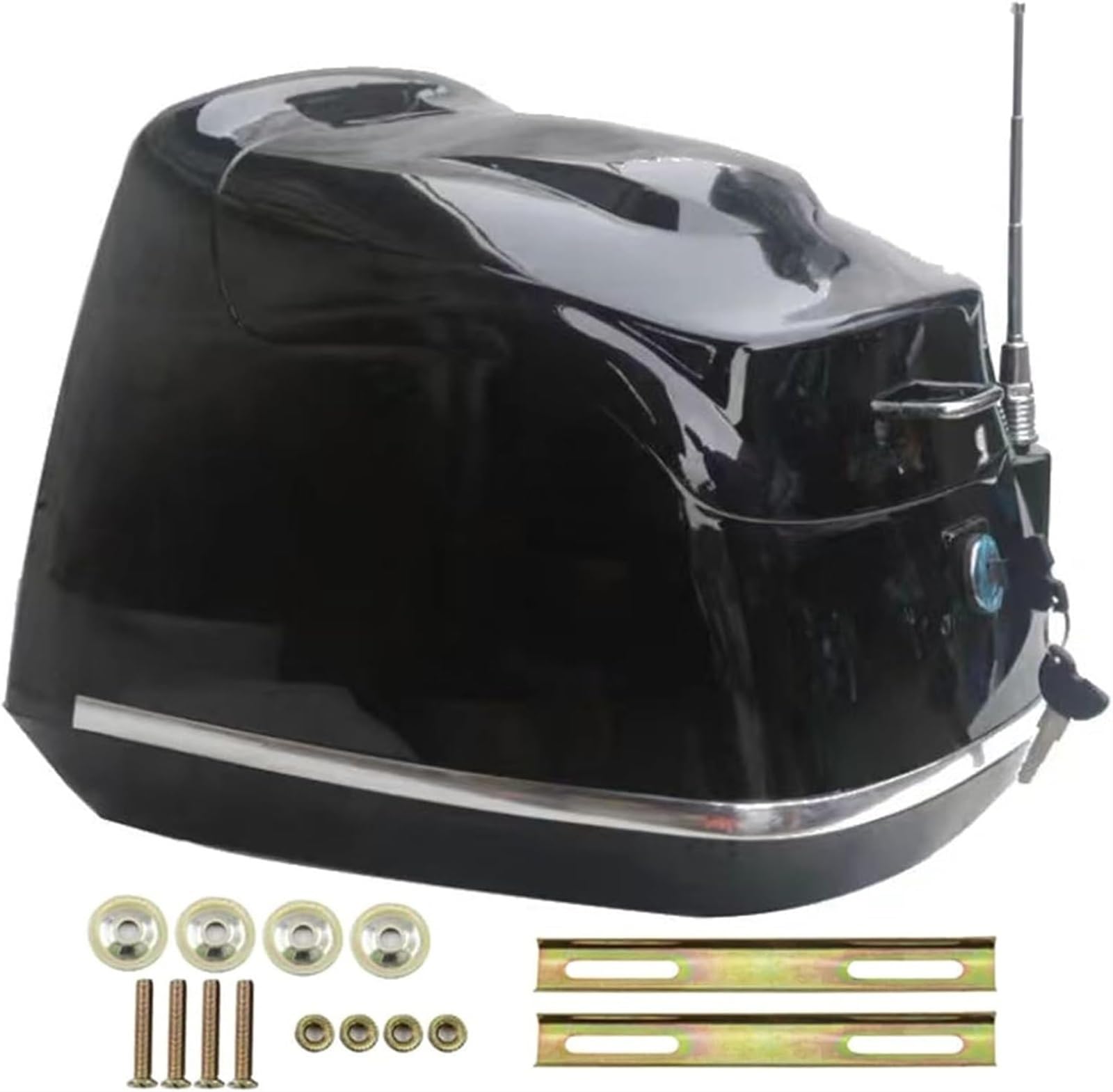 35L Motorrad-Topcase, Universal-Roller-Kofferraum-Gepäckbox, wasserdichte Motorrad-Heckbox Mit Rückenlehne, Aufbewahrungskoffer Mit Montagematerial(Bright Black) von TS TAC-SKY