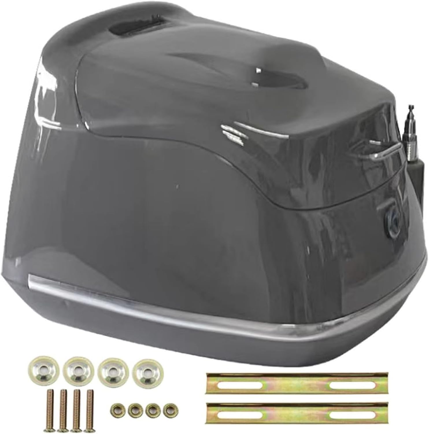 35L Motorrad-Topcase, Universal-Roller-Kofferraum-Gepäckbox, wasserdichte Motorrad-Heckbox Mit Rückenlehne, Aufbewahrungskoffer Mit Montagematerial(Gray) von TS TAC-SKY