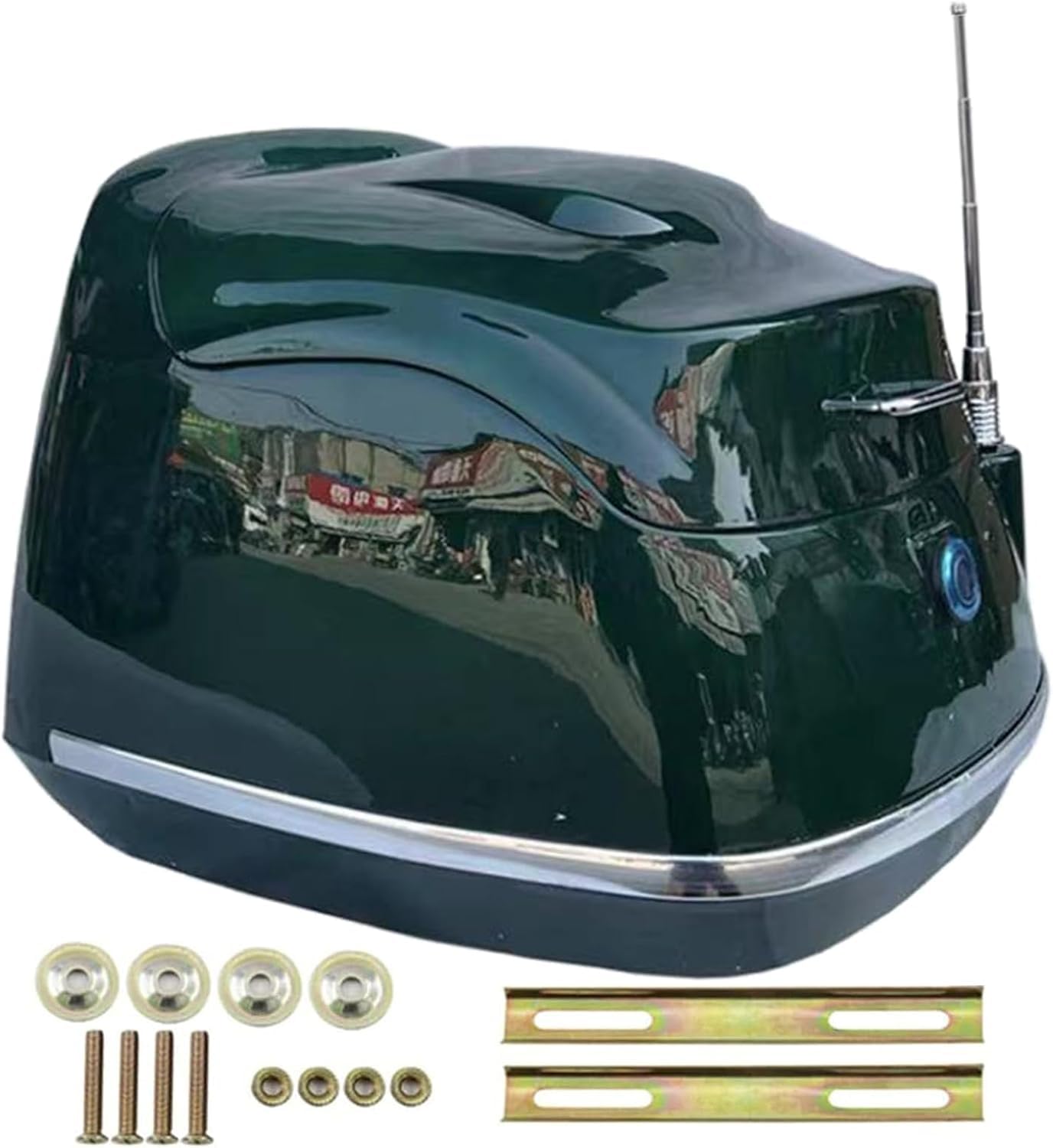 35L Motorrad-Topcase, Universal-Roller-Kofferraum-Gepäckbox, wasserdichte Motorrad-Heckbox Mit Rückenlehne, Aufbewahrungskoffer Mit Montagematerial(Green) von TS TAC-SKY