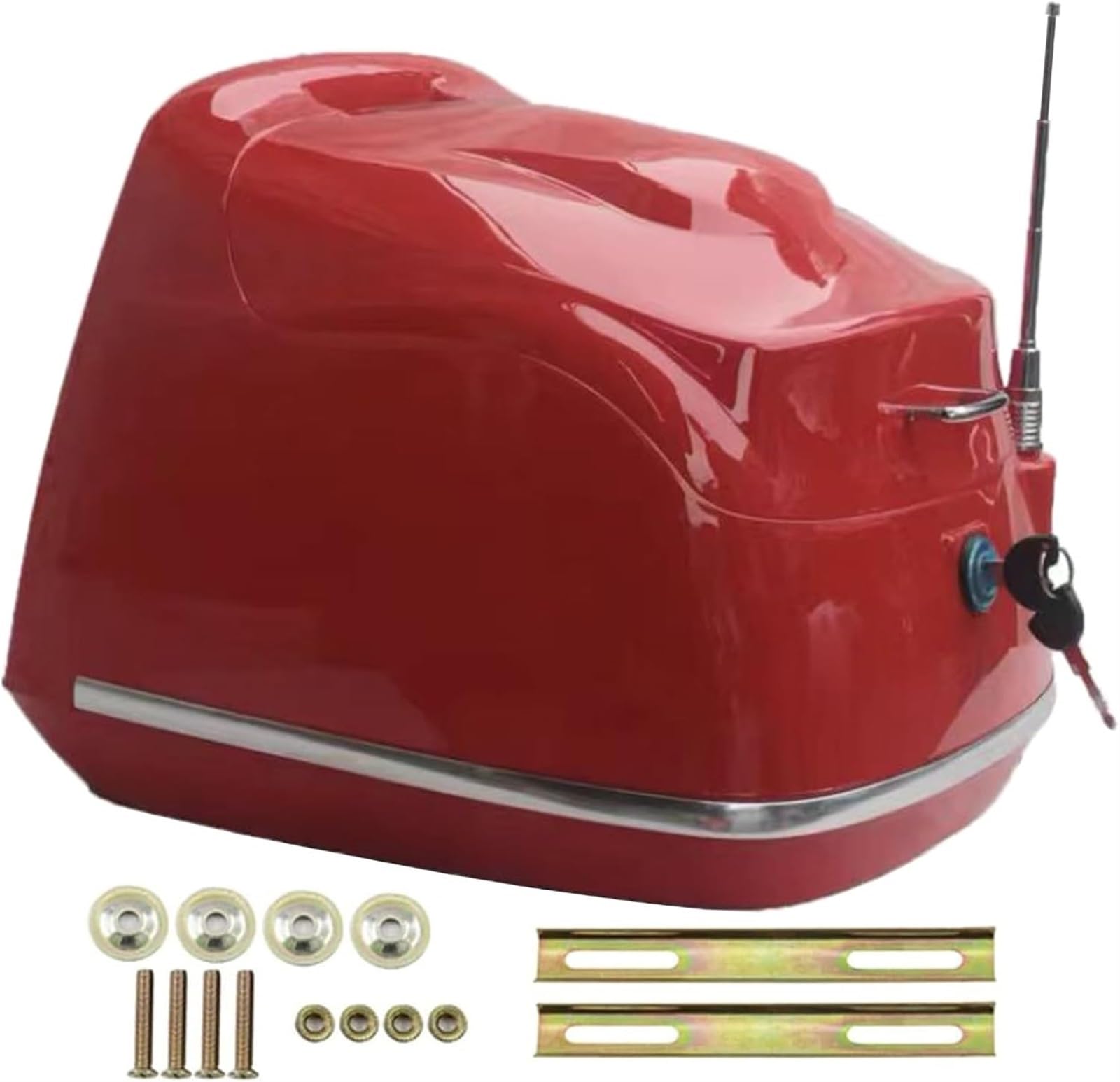 35L Motorrad-Topcase, Universal-Roller-Kofferraum-Gepäckbox, wasserdichte Motorrad-Heckbox Mit Rückenlehne, Aufbewahrungskoffer Mit Montagematerial(Red) von TS TAC-SKY