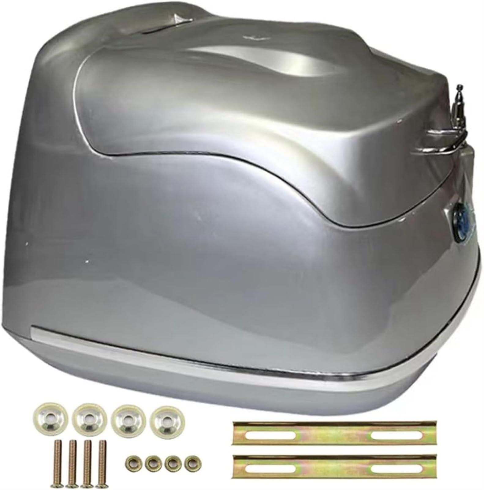 35L Motorrad-Topcase, Universal-Roller-Kofferraum-Gepäckbox, wasserdichte Motorrad-Heckbox Mit Rückenlehne, Aufbewahrungskoffer Mit Montagematerial(Silver) von TS TAC-SKY