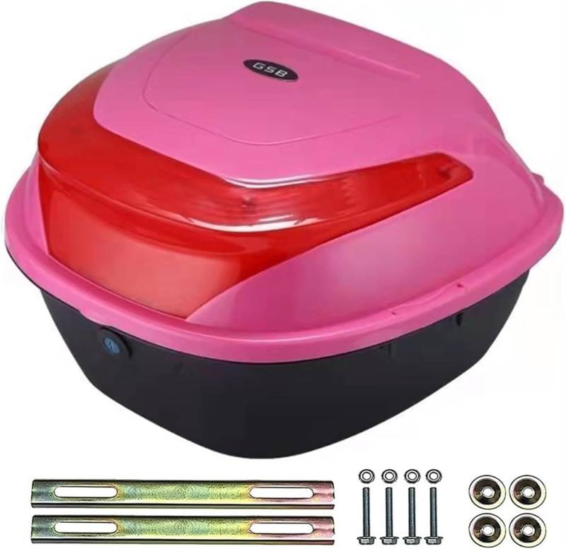 Ersatz-Kofferraum-Gepäckbox for Roller Mit 30 L Fassungsvermögen, Top-Lock-Aufbewahrungskoffer for Die Aufbewahrung Von Helmen, Universal-Motorrad-Heckbox, Motorrad-Topcase(Pink) von TS TAC-SKY