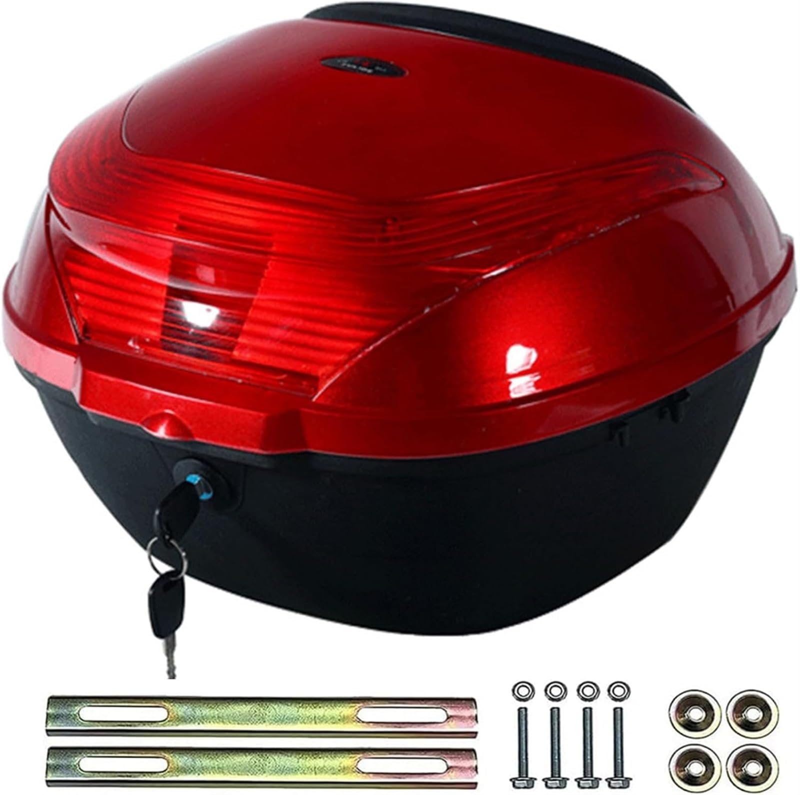 Ersatz-Kofferraum-Gepäckbox for Roller Mit 30 L Fassungsvermögen, Top-Lock-Aufbewahrungskoffer for Die Aufbewahrung Von Helmen, Universal-Motorrad-Heckbox, Motorrad-Topcase(Red) von TS TAC-SKY