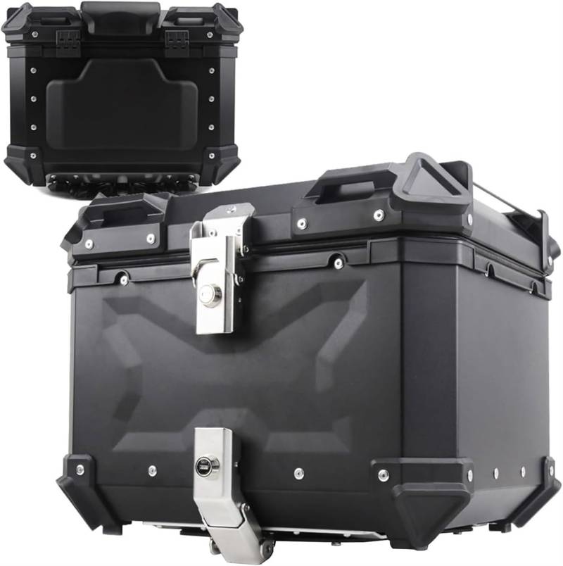 Kann Helm Motorrad Top Case Heckbox Aluminium Motorrad Aufbewahrung Gepäckbox Heavy Duty Scooter Trunk Helmtasche Mit Sicherheitsschloss Aufbewahren(Black,100L) von TS TAC-SKY