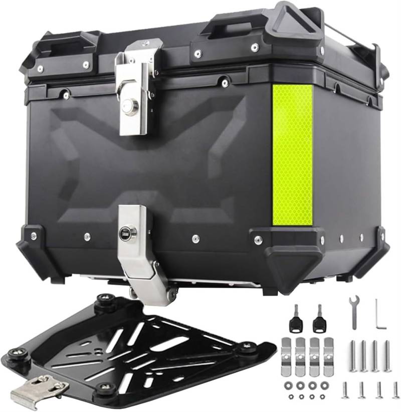 for Motorrad-Moped-Rücksitzträger, Motorrad-Topcase, Aluminium-Motorrad-Kofferraum-Heckbox Mit Sicherheitsschloss, wasserdichte Aufbewahrungs-Gepäckbox(Black,36L) von TS TAC-SKY