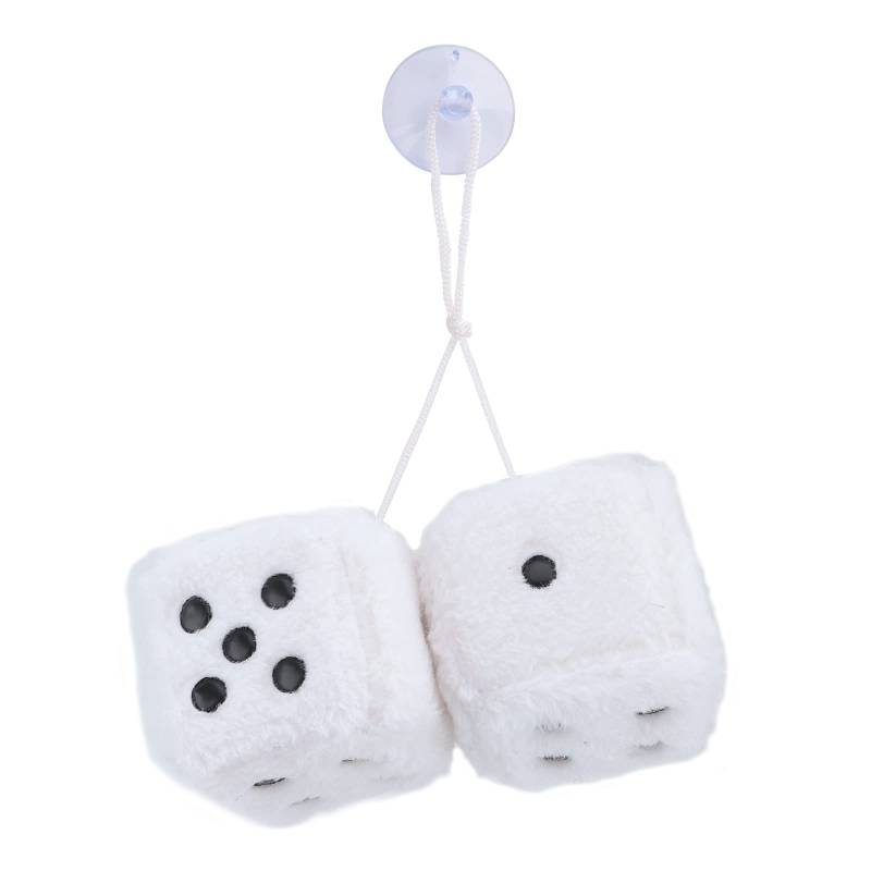 Plüschwürfel Ein Paar Aufhängen Fuzzy Plüsch Würfel 7,5 cm Fuzzy Dice Hanging Charm Auto Auto Rückspiegel Hanging Zubehör für Auto Dekoration für Auto innen Ornament Dekoration von TSLBW