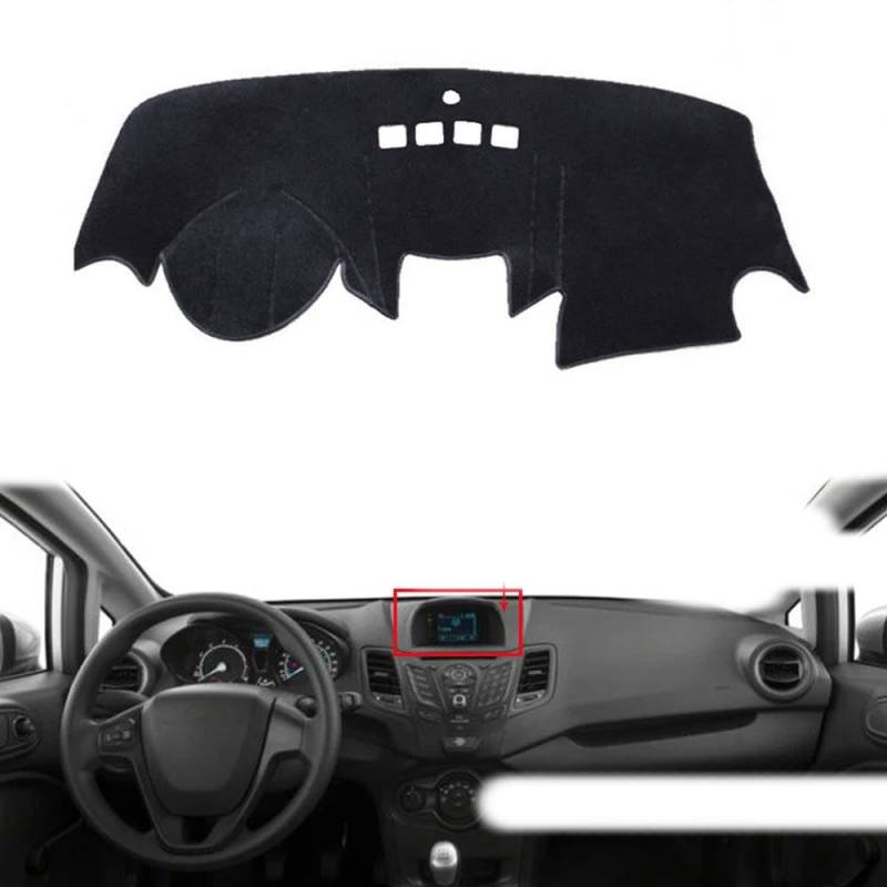 TSXB - Auto Armaturenbrett Abdeckungen Matte Schatten Kissen Pad Teppiche Licht Pad Anti-UV Teppiche Anti-Rutsch-Matte passt für Ford Fiesta 2009 2010 2011 2012 2013 2014 2015 2016 2017 2018 von TSXB