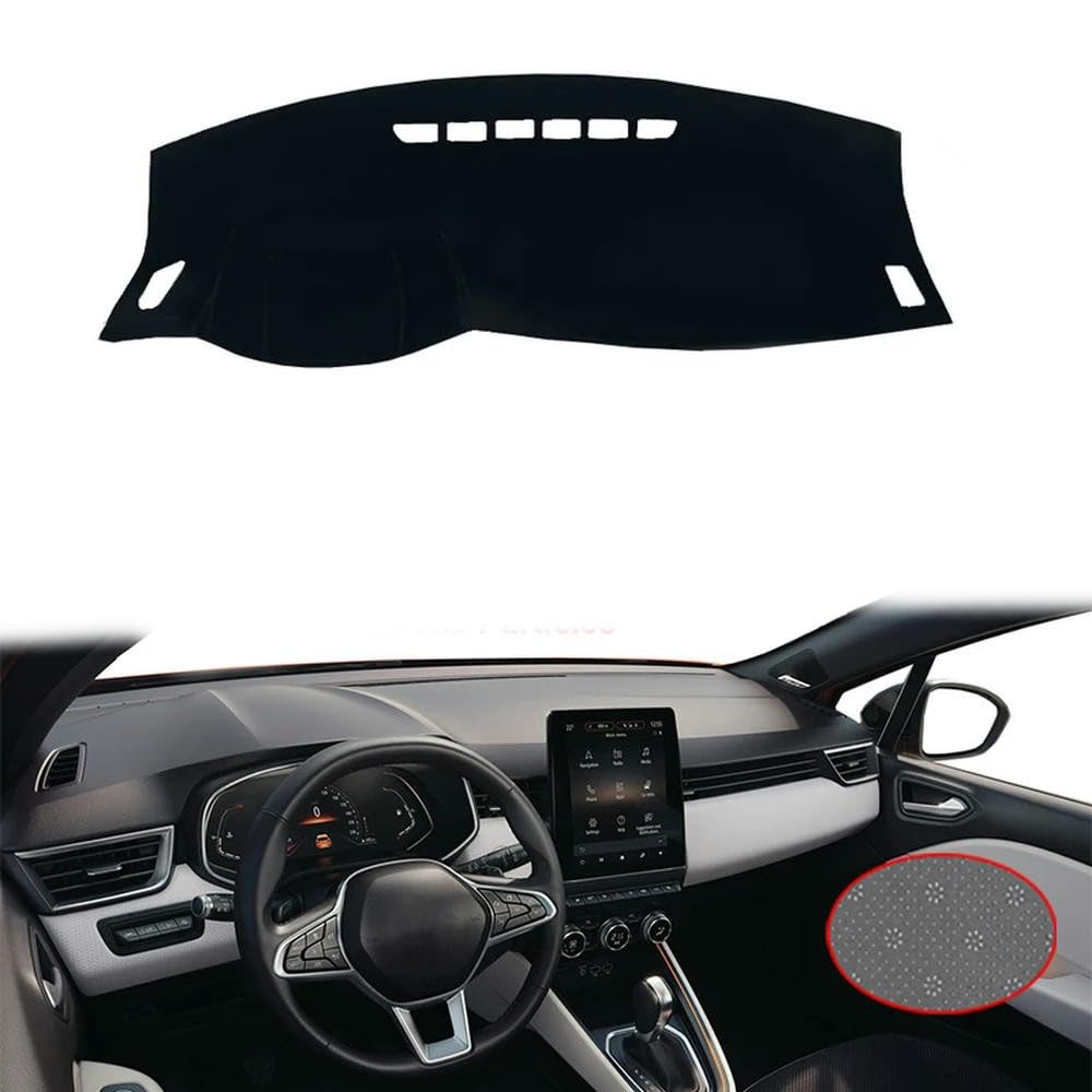 TSXB - Auto Armaturenbrett Abdeckungen Matte Schatten Kissen Pad Teppiche Licht Pad Anti-UV Teppiche Anti-Rutsch-Matte passt für Renault Clio 5 2018 2019 2020 2021 2022 2023 2024 2025 von TSXB