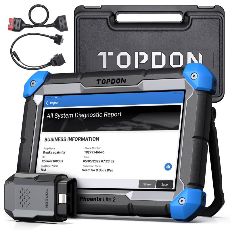 TOPDON Phoenix Lite 2 Auto Diagnosegerät, Online Codierung, OE-Level Alle Systemdiagnose, 34+Servicefunktionen, Bidirektionale Steuerung, V.A.G geführte Funktion, 2 Jahre kostenlose Upgrades von TOPDON