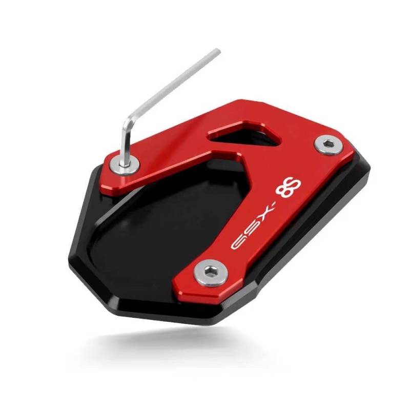 Motorrad Seitenständerpolster Für Suzuki GSX8S GSX-8S 2023 Motorrad Kickstand Fuß Seitenständer Erweiterung Enlarger Stützplatte Pad(Red) von TTADINUDD