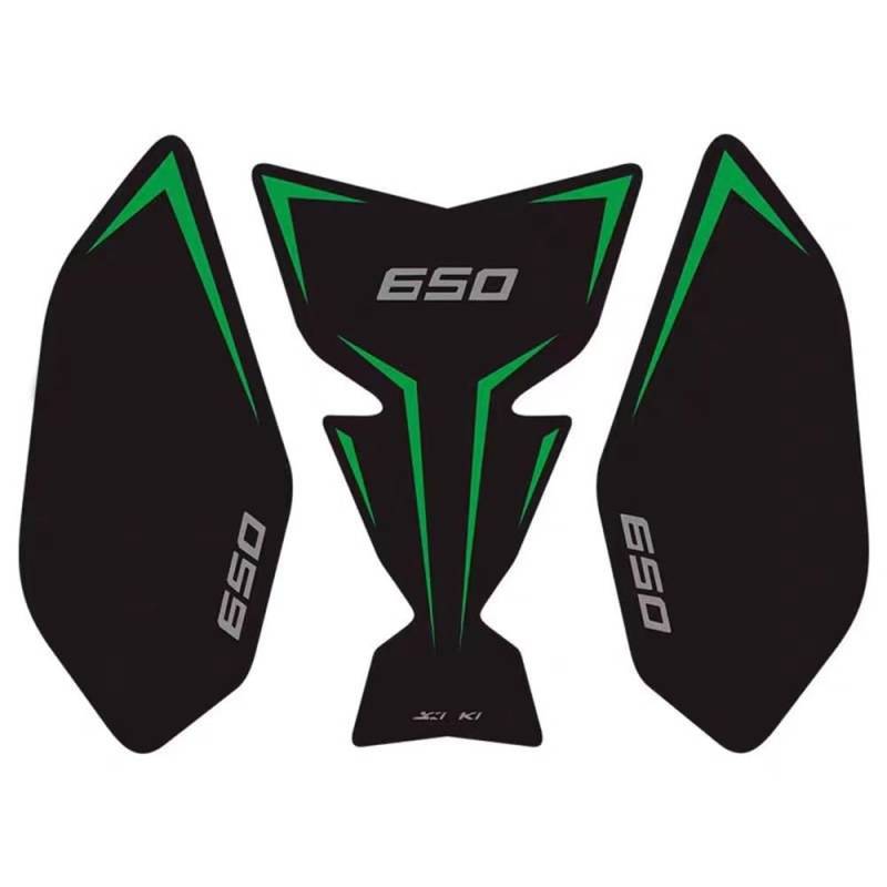 Motorrad Tank Traction Pads Für KA&was&AKI Ninja Z 650 Z650 NINJA650 2017-2024 2023 Motorrad Seite Kraftstoff Tank Pads Schutz Aufkleber Aufkleber Gas Knie Grip Traktion Pad(Black-Green) von TTADINUDD