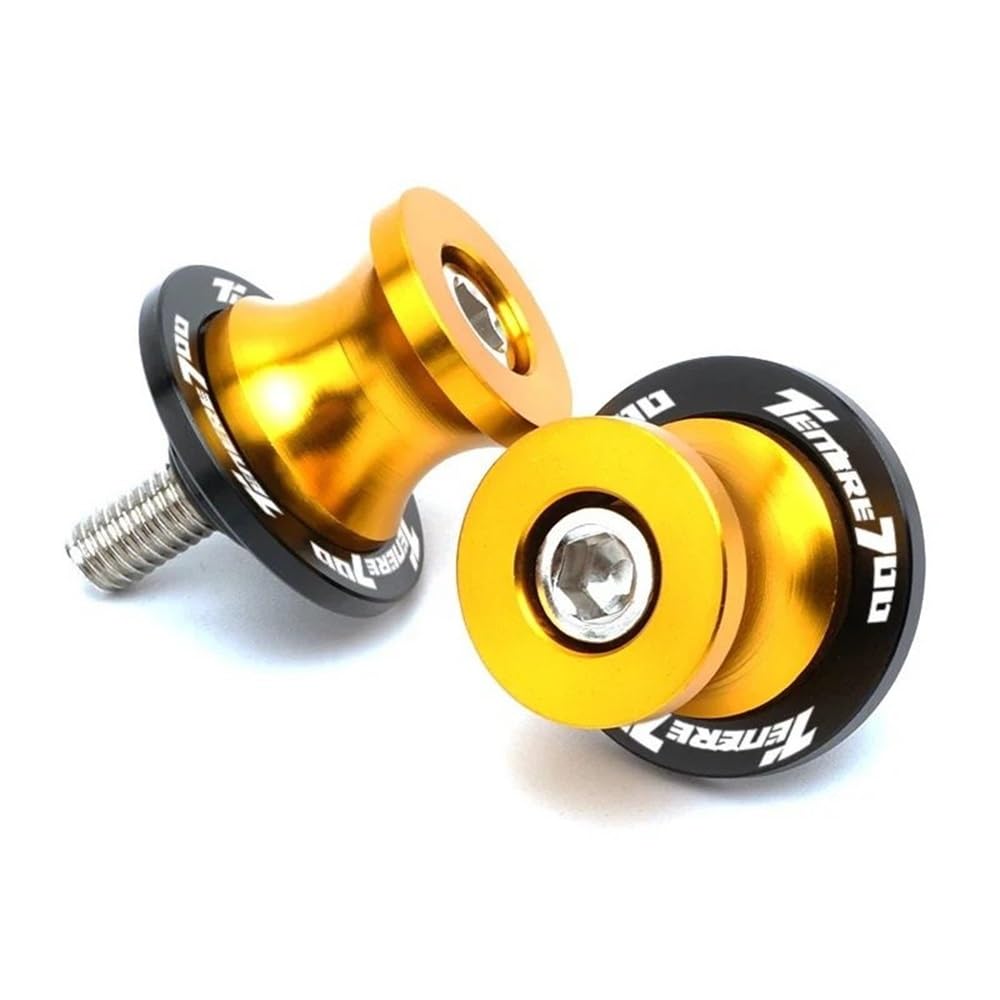 Motorradschwinge Spulen Schieber Für Y&AMA&HA TENERE 700 Tenere700 2019 2020 2021 2022 Motorrad 6 MM Schwinge Ständer Schrauben Schwinge Slider Spulen(Gold) von TTADINUDD