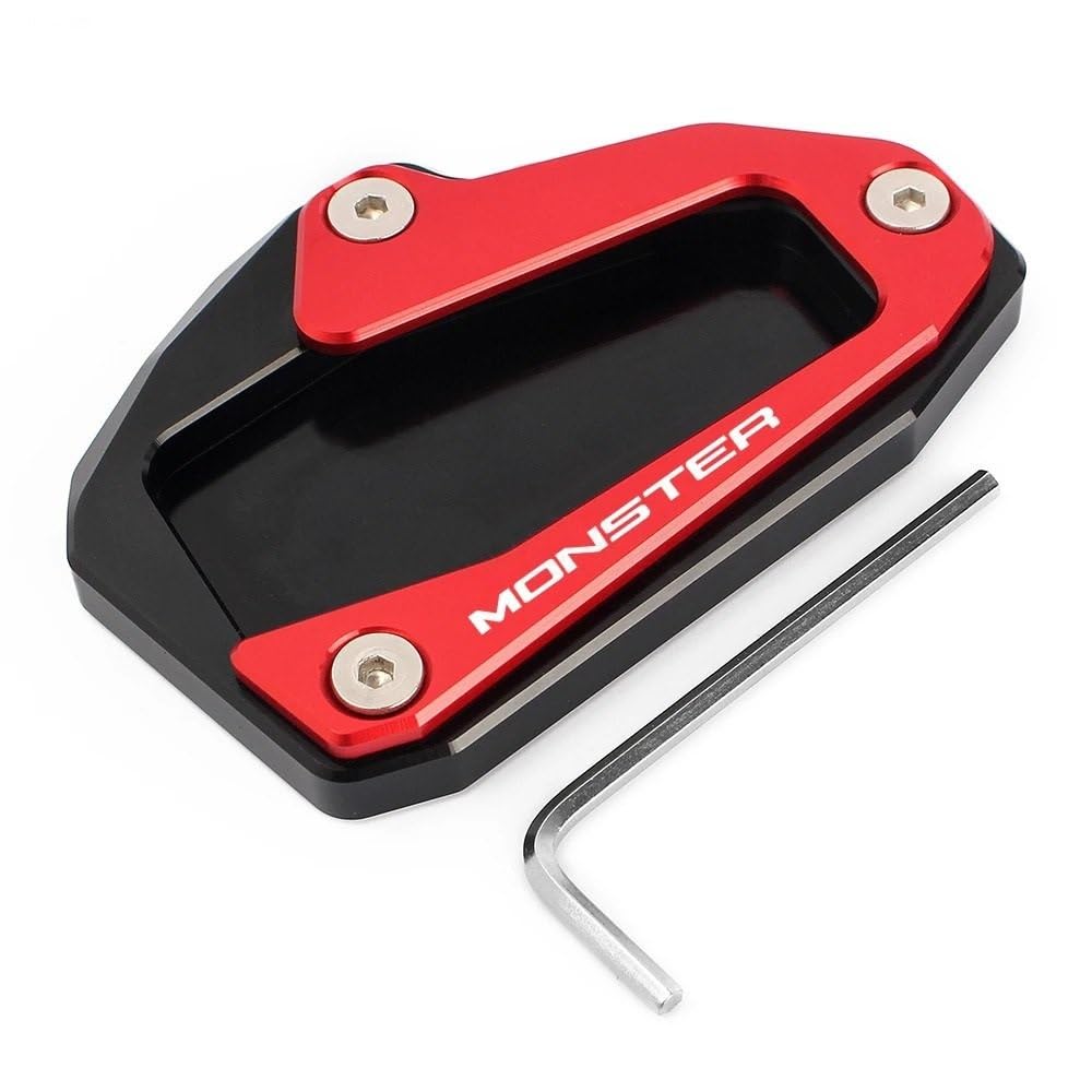 Ständerverlängerungspolster Für D&UCATI Monster 937 2021-2023 Monster 1200 1200S 821 2014-2019 CNC Kickstand Seitenständer Vergroter Plaat Extension Pad(Black RED) von TTADINUDD