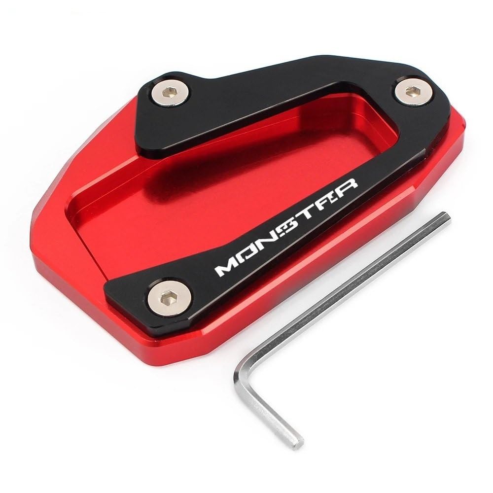 Ständerverlängerungspolster Für D&UCATI Monster 937 2021-2023 Monster 1200 1200S 821 2014-2019 CNC Kickstand Seitenständer Vergroter Plaat Extension Pad(RED Black) von TTADINUDD