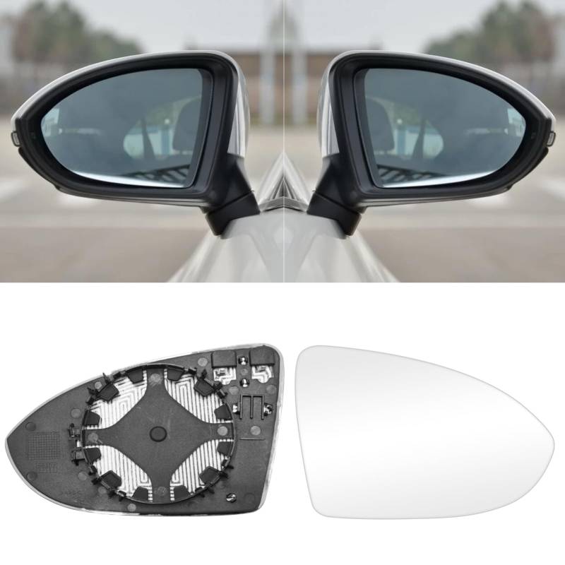 TTCR-II 2 PCS Ersatzspiegel Kompatibel mit VW Golf 7 2013-2018 Spiegelglas Beheizbar Konvex Links + Rechts Golf 7 MK7 MK7.5 Außenspiegel Glas 5G0857521/5G0857522 Türspiegelglas Außenspiegel von TTCR-II