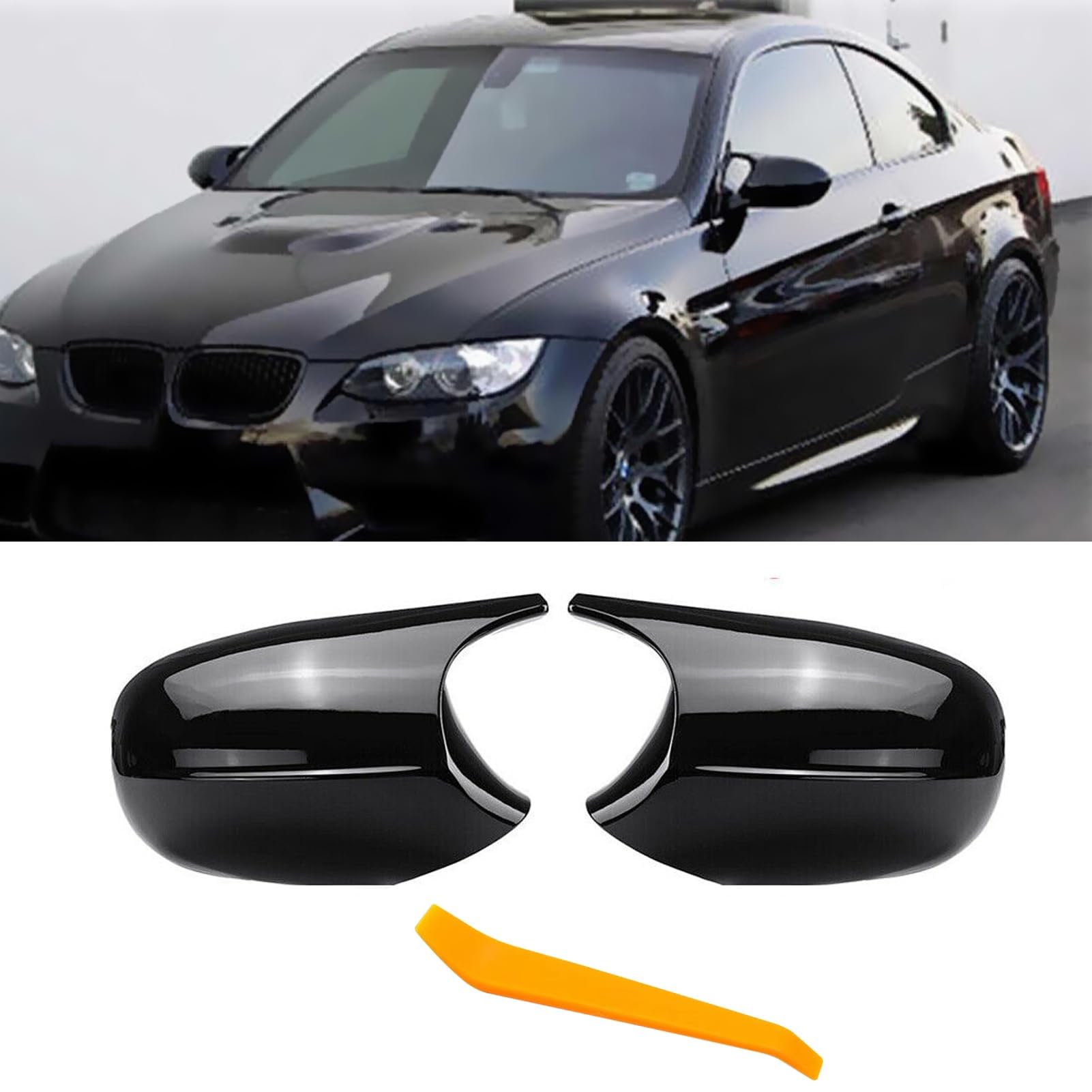 TTCR-II 2 PCS Kompatibel mit Rückspiegel Abdeckung BMW 3er E90 E91 E92 E93 LCL Seitenspiegelgehäuse Links und Recht E87 E81 E82 E88(Glanz Schwarz) von TTCR-II