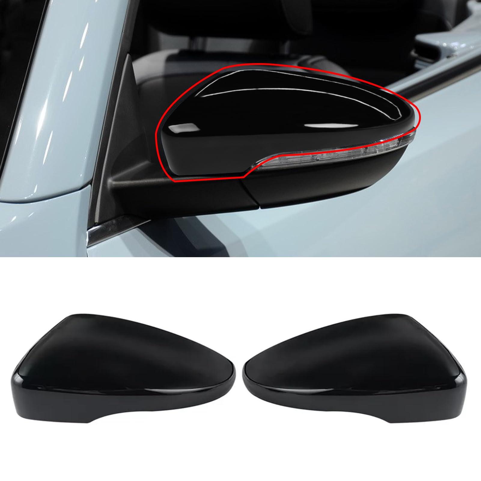 TTCR-II 2PCS Kompatibel mit spiegelkappen VW Beetle/CC/Jetta/Passat/Scirocco/Eos 2009-2018, 3C8857538/3C8857537 Links + Rechts Spiegelabdeckungen für Passat B7 Ersetzen Spiegelkappe(Schwarz) von TTCR-II