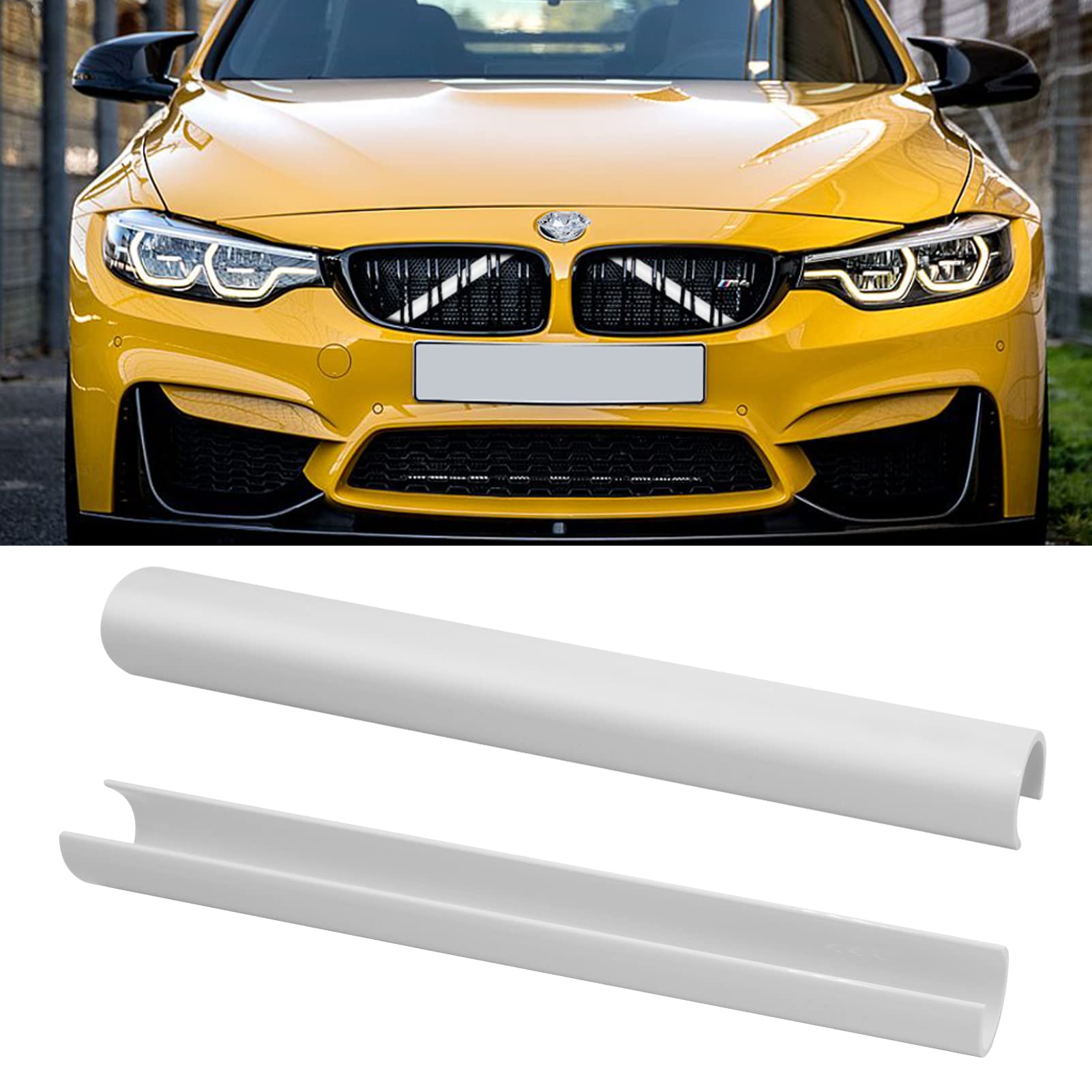 TTCR-II 2PCS Frontgrill Einsatz,Streifen Kühlergrill Einsätze Zierleiste, Kompatibel mit BMW 1er 2er 3er 4er 5er 6er 7er, F20 F21 F22 F23 F30 F31 F32 F33 F36 G30 G32 G11 G12 G14 Grill Streifen（Weiß） von TTCR-II