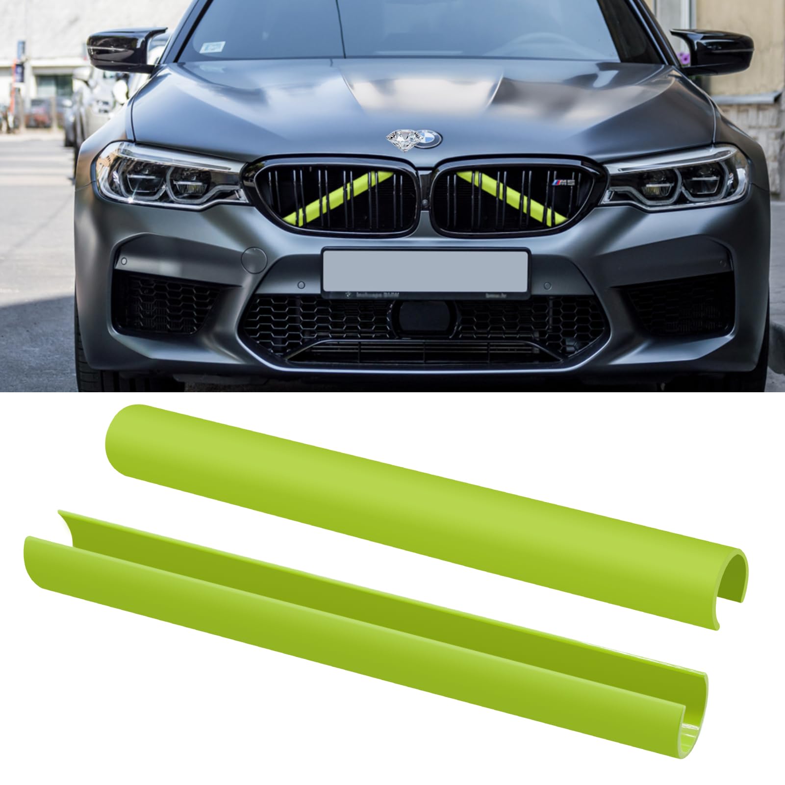 TTCR-II 2PCS Frontgrill Einsatz,Streifen Kühlergrill Einsätze Zierleiste, Kompatibel mit BMW 1er 2er 3er 4er 5er 6er 7er, F20 F21 F22 F23 F30 F31 F32 F33 F36 G30 G32 G11 G12 G14 Grill Streifen-Grün von TTCR-II